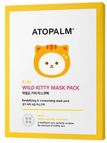 ATOPALM KIDS WILD KITTY MASK PACK 1 BOX (5 Sheets), Revitalizing Moisturizing MLE Mask Pack, Korea