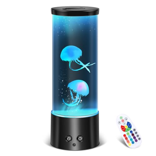 Jellyfish Lava Lamp, Lamps for Bedroom,Office Decor,Decor Light,Dimmable Mood Light with 17 Colour Changing & 4 Modes Realistic Jellyfish Tank LED Fantasy Lava Lamp for Home Office Decor Gifts Relax