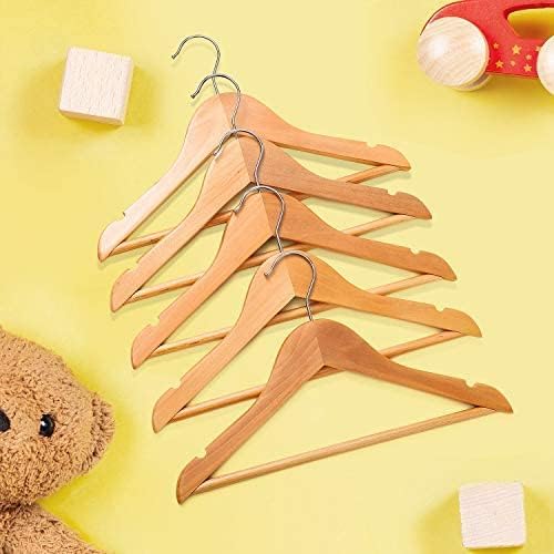HOUSE DAY Premium Kids Wooden Hangers for Baby Clothes - 10 Pack, 360 Swivel Hook, Durable Toddler Hangers, Natural