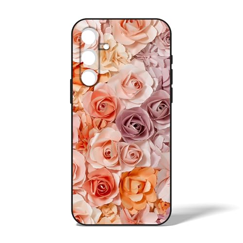 TPU Mobile Back Case Cover Compatible with Samsung Galaxy M35 (LTE / 5G) Model with Colorful Flowers Paper Background