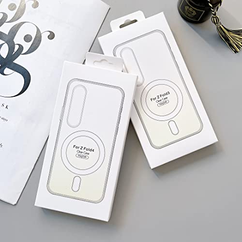 Magnetic Clear Case for Samsung Galaxy Z Fold 4 5g, Compatible with Card Wallet and Wireless Charger, Transparent Shockproof and Drop-Proof Hard PC Phone Cover