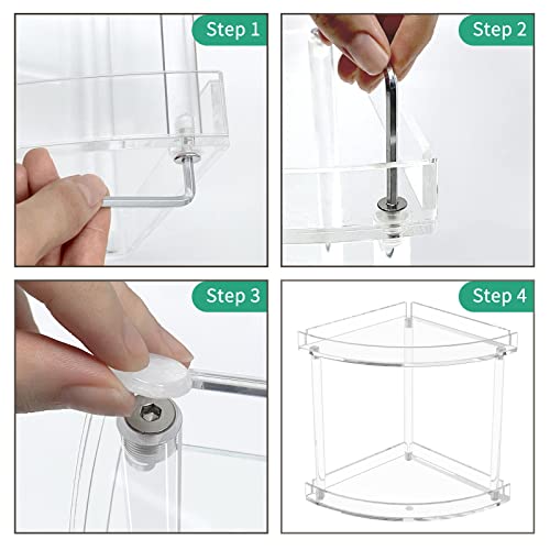 NPPLUS 2 Tier Acrylic Bathroom Counter Organizer, Clear Bathroom Countertop Corner Organizer, 2-Tier Corner Storage Shelf Vanity Trays, Home Storage Holder for Makeup Cosmetics Perfume Organizer