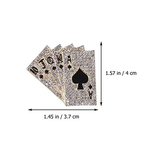 Happyyami Wedding Décor Poker Playing Brooch Pin Suit Enamel Lapel Pin Crystal Rhinestone Brooch Novelty Clothing Brooch Clothes Accessories Las Vegas Party Favors Golden Wedding Decor, 4x3.7cm
