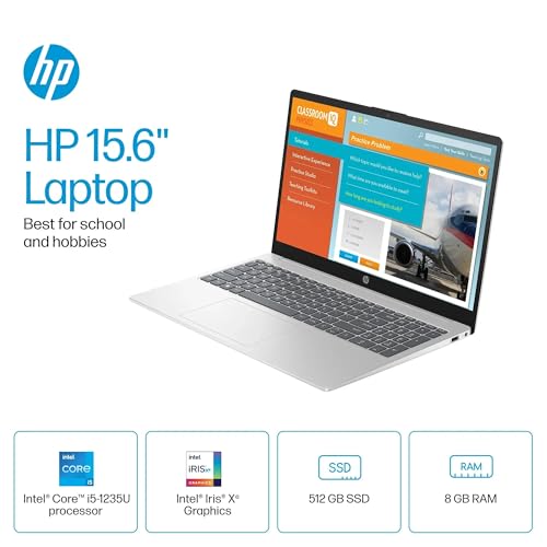 HP 15.6" Touchscreen Laptop, Intel Core i5-1235u, 16GB Memory, 512GB SSD, Intel Iris Xe Graphics, Wi - Fi 6E, Windows 11 Home, Ideal for Students and Business, Natural Silver