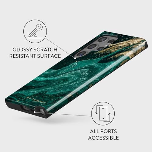 BURGA Phone Case Compatible with Samsung Galaxy S24 Ultra Mobile Phone Case Hybrid 2 Layer Hard Shell Silicone Protective Case Scratch Resistant Shockproof Cover (emerald pool)