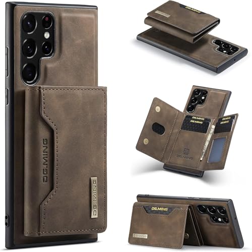 Mobile Case for Galaxy S25 Ultra with Stand, 2-1 Detachable Leather Wallet Magnetic Case with Card Holder Slots Kickstand Protective Phone Cover for Samsung S25 Ultra (Coffee)