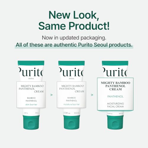 PURITO Mighty Bamboo Panthenol Cream, Glow Cream, Skin Barrier Repair, for All Skin Types, Daily Face Moisturizer, Glass skin, Vegan, Korean Skin Care 3.38fl.oz / 100ml