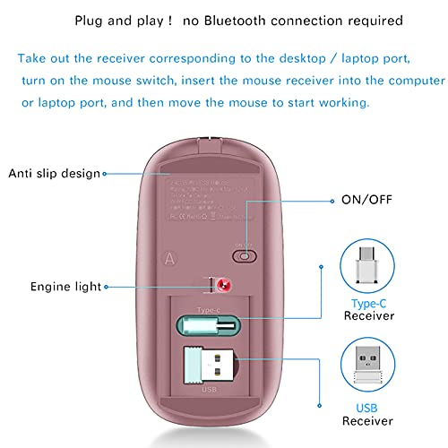 JETTA Wireless Mouse for MacBook Pro MacBook Air Laptop Mac iMac Desktop Computer (Rose Gold)