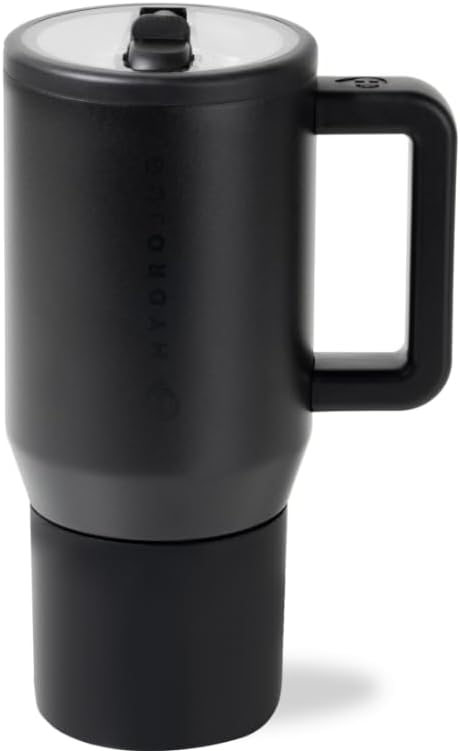 HydroJug Traveler - Modern 40 oz Tumbler with Handle & Simple Flip Straw - Car Cup Holder Friendly, Leak Resistant Water Bottle-Reusable Insulated Stainless Steel & Rubber Base - Gifts for Women & Men