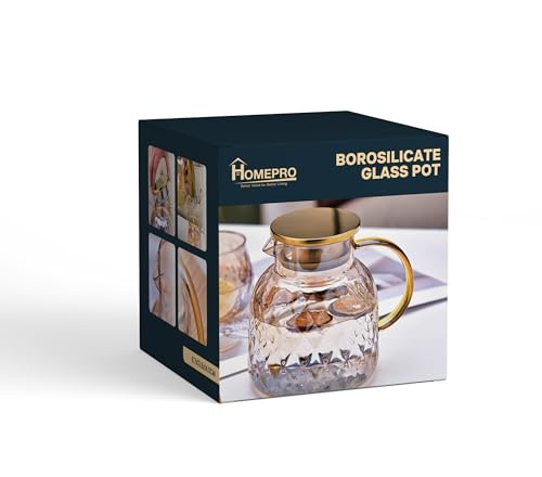 Homepro Borosilicate Glass Tea Pot, 1400 ml Capacity
