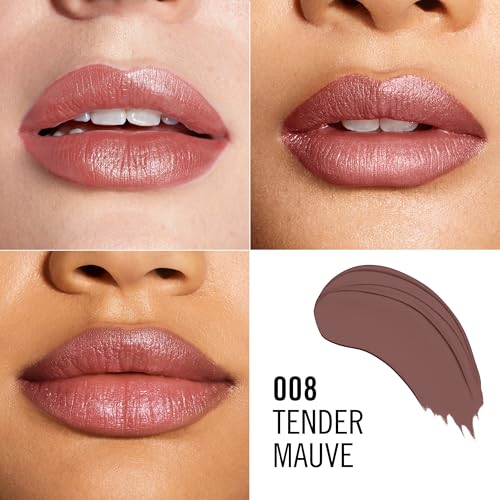 Rimmel Lasting Finish, 008 Tender Mauve, Satin Lipstick, Long-Lasting, Satin Finish, Rich Colour, Moisturising, Vegan Formula, 4g