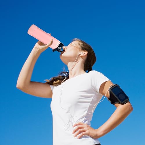 Hssentials 750ml Vacuum Insulated Water Bottle, Double Wall Stainless Steel Thermos Bottle with 2 Lids Included, Straw Lid and Wide Mouth, Hot Cold Water Flask, Sports Bottle (25oz, Baby Pink)