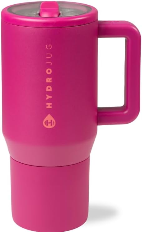 HydroJug Traveler - Modern 40 oz Tumbler with Handle & Simple Flip Straw - Car Cup Holder Friendly, Leak Resistant Water Bottle-Reusable Insulated Stainless Steel & Rubber Base - Gifts for Women & Men