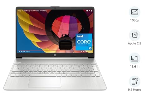 HP 15.6 inch Laptop, FHD Display, 12th Gen Intel Core i5, 16 GB RAM, 512 GB SSD, Intel Iris Xe Graphics, Windows 11 Home, 15-dy5399nr (2023)