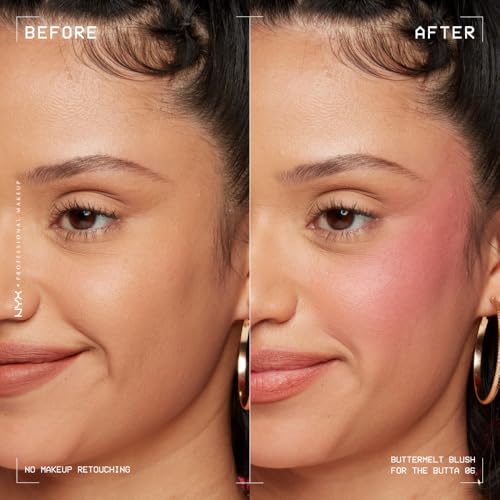 NYX Professional Makeup Buttermelt Blush, Powder Blush, up to 12 H Wear, Fade & Transfer Resistant, For The Butta.