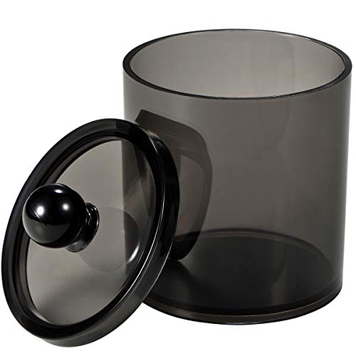 SheeChung 4 Pack Plastic Acrylic Bathroom Vanity Countertop Canister Jars with Storage Lid, Apothecary Jars Qtip Holder Makeup Organizer for Cotton Balls,Swabs,Pads,Bath Salt(Black, 10&12oz)