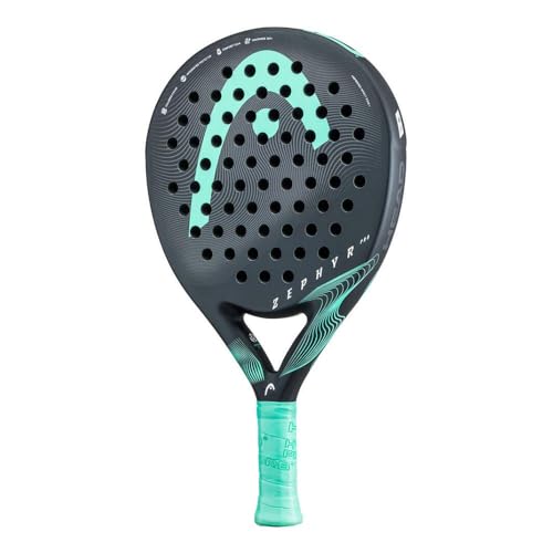 Head Zephyr Pro Padel Racket 2023, Black/Teal - 365 gm, Round