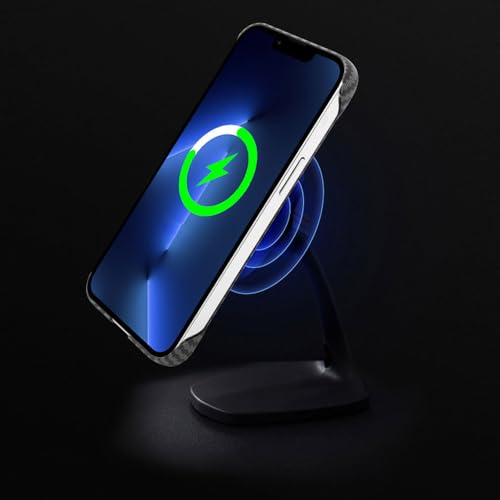 Merlin Magnetic Case for iPhone 15 Pro Max Compatible with Magsafe, Ultra Thin Slim Shockproof Carbon Fiber Texture Plastic Hard Back Phone Case Cover (iPhone 15 Pro Max, Black)