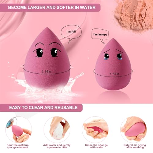 MOMENT 4 Pieces Makeup Sponge Set Beauty Blender Sponges Makeup Eggs with Case Latex-Free Vegan Foundation Applicator Makeup Puff for Powder Cream