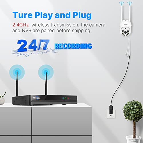 Hiseeu Wireless Security Camera System 5MP WiFi-Pro 10 Channel Security Outdoo System, PTZ Cameras System, Motion Alert, IP66 Waterproof, 24/7 Recording with Hard Drive