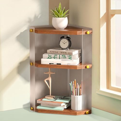 Baoly 3-Tier Bathroom Organizer Countertop - Skincare and Makeup Corner Wall Shelf, Solid Wood Triangular Light Luxury Tray, Kitchen Corner Standing Rack