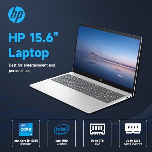 HP 15.6" HD Touchscreen Laptop, Intel Core i5-1235U, 16GB RAM, 1TB PCIe SSD, Webcam, HDMI, Numeric Keypad, Wi-Fi 6, Windows 11 Home, Silver, Bundle with Thunderobot ML101 Wireless Mouse