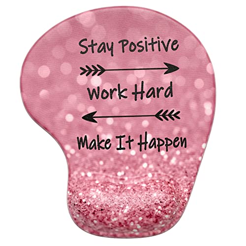 Hsurbtra Ergonomic Mouse Pad with Wrist Rest Support, Gel Mouse Pads with Non-Slip PU Base, Pain Relief Memory Foam Computer Mat, Cute Office Supplies Desk Decro Accessories, Work Hard