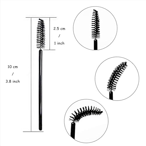 i-Laesh 100 Pcs Disposable Eyelash Brushes - Mascara Wands, Spoolies for Eyelash Extensions, Eyebrow Makeup Supplies Kit Glitter Applicator Tool Accessories Bristle (White-Pink)