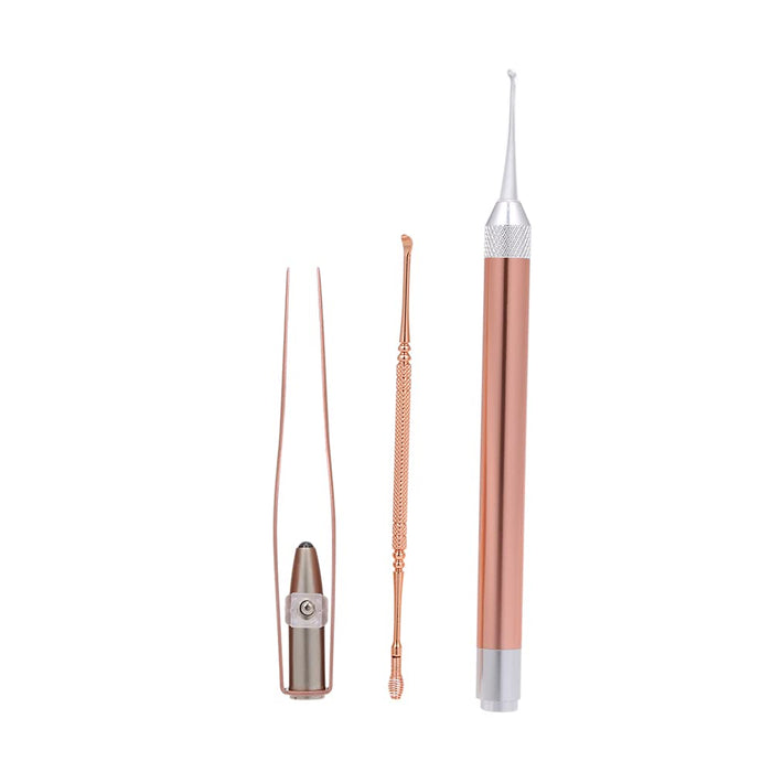 Generic 3pcs Ear Wax Removal LED Flashlight Tool Set for Baby And Adults Ear Pick Stainless Steel Ear Wax Cleaner Tweezers