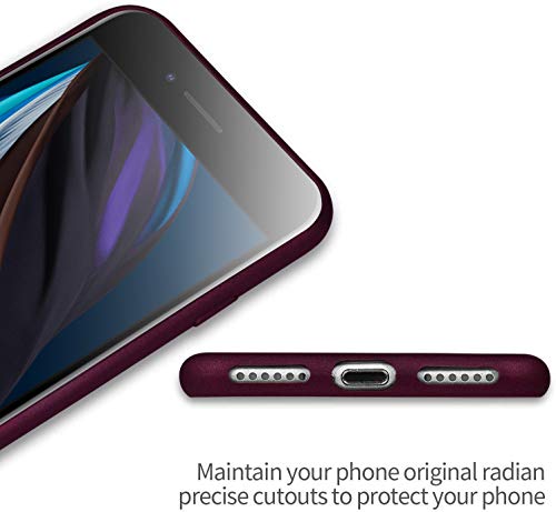 X-level iPhone SE 2022/2020 Case,iPhone 7/8 Case Ultra Thin Soft TPU Back Cover Phone Case Matte Finish Coating Grip Cover Compatible iPhone 7/8/SE 2020 /SE 3- WineRed