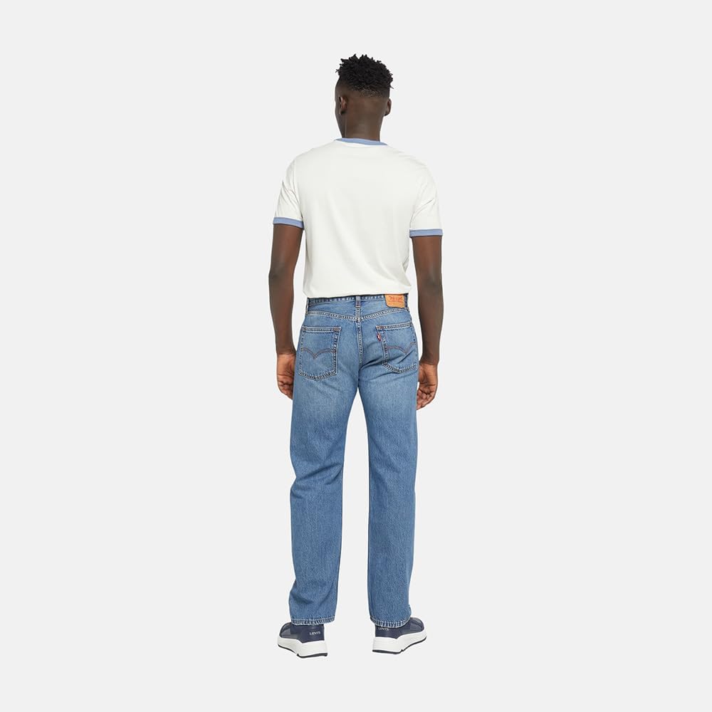 555 Relaxed Straight Jeans for Men, Med Indigo