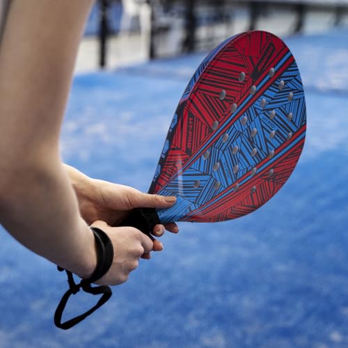 Hy-Pro Padel Racket, Red and Blue Design, Lightweight ABS Foam Construction, with Wrist Strap