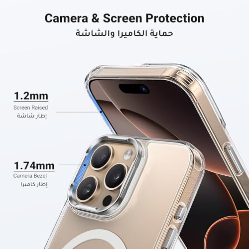 UGREEN iPhone 16 Pro Max Case MagSafe (MagU), Innovative Camera Lens Stand, MIL-Grade Protection, Anti-Scratch Clear Cover with Kickstand, Slim Thin Phone Case for iPhone 16 Pro Max 6.9" Accessories