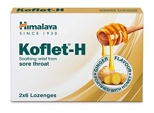 Himalaya Since 1930 Herbals Koflet H, Ginger Flavor, Soothing Relief From Sore Throat Pain, Contains Real Honey, Herbal Lozenge