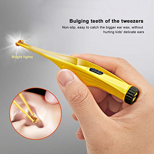 Irovami Ear Cleaner for Kids LED Flashlight Earpick Ear Wax Removal Tweezers Ear Picks Luminous Cleaning Tool