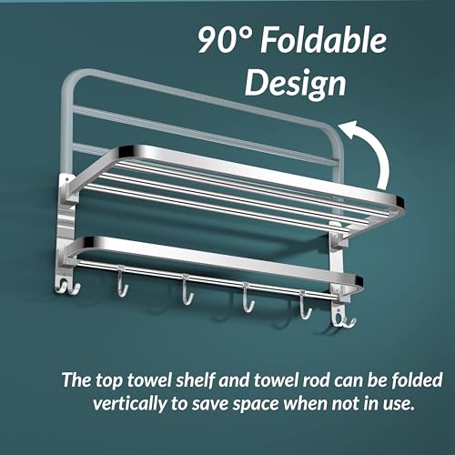 Plantex New Look Stainless Steel 304 Grade Dual Folding Towel Rack for Bathroom/Towel Stand/Hanger/Bathroom Accessories (24 Inch-Chrome)