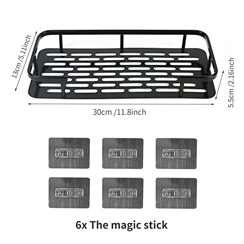 INFOSUN 2PCS Bathroom Shower Shelf, No Drilling Shower Shelf for Bathroom Storage, Can be wall-mounted without holes for Bathroom, Toilet, Shower, kitchen Accessories, with 1 Soap Dishes(2Pack,Black)