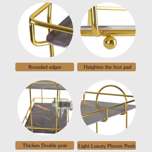 IBAMA Storage Basket Organizers Shelf Bathroom Storage Shampoo Soap Makeup Storage Rack Holder Bathroom Organizer 1 layer white, Gold, DCOGS02-WT