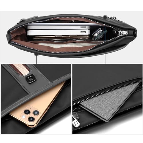iCozzier Men's Oxford Clutch Bag Large Capacity Business Clutch Bags Wallet Pockets with Zipper Wallets for Men with Wrist Strap Wrist Bag Work Travel Casual