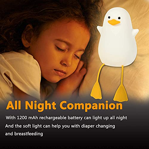 HAWAII Duck Night Light for Kids,Soft Silicone Rechargeable Night Lamp for Kids Room,Touch Control Dimming,Cute Portable Night Light,Gifts for Boys Girls