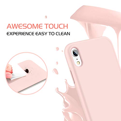 DOMAVER Case for iPhone XR Case Liquid Silicone Slim Lightweight Smooth Soft Gel Rubber Microfiber Lining Cushion Texture Cover Protective Shockproof Phone Cases for iPhone XR - Pink