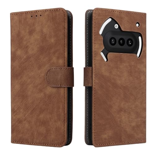 For Nothing Phone 3a Flip Cover with Hand Strap, PU Leather Full Body Protection Shockproof Flip Mobile Phone Case, RFID Anti-theft Brush Folio Wallet Case