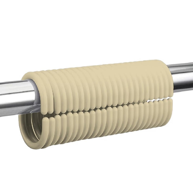 FEELINGS 12-Pack Beige Plastic Shower Curtain Rings | Smooth Glide Hooks for Bathroom Curtain Rod | Durable & Easy to Install