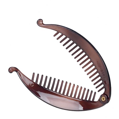 WANGCL 2Pcs Big Banana Hair Clips Clincher Rounded Edges Hair Comb Claws Hair Comb Fish Shape Grips Clamp Hair Accessories for Women Girls-Brown