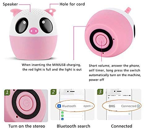 Hellodigi Mini Bluetooth Speaker,Mini Portable Speaker Cartoon Animal Bluetooth Speaker Powerful Rich Room-filling Sound For Smart Phone And Any Bluetooth Enabled Device(Hamster) (Packaging May Vary)