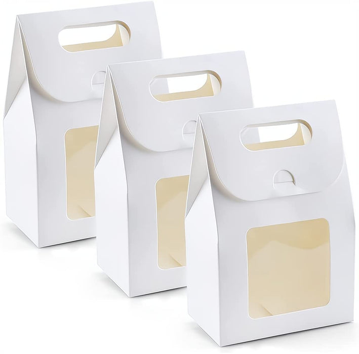 ELECDON Bakery Bags, Kraft Paper Bags Cookie Coffee Bags Gift Wrappers Holiday Party for Bakery Cookies Candies Dessert Chocolate Sandwich Lunch Bags, 25 Pcs, White Bag with Window Style