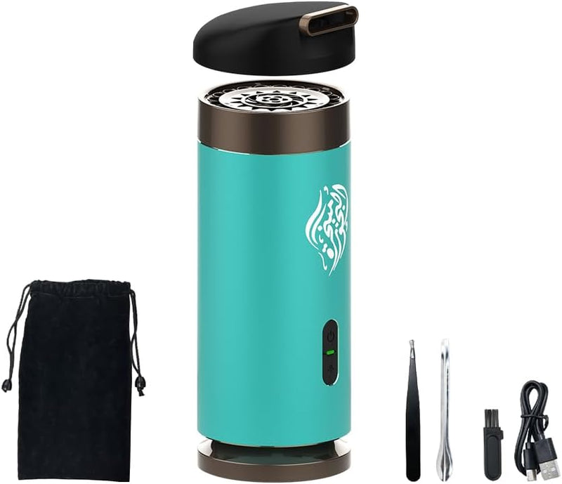 Hitopin Electric Incense Sticks Aroma Diffuser Car Electric Incense Burner Arabic Bakhoor Burner Portable Electric USB Aroma Diffuser Rechargeable for Car and Home (Blue)