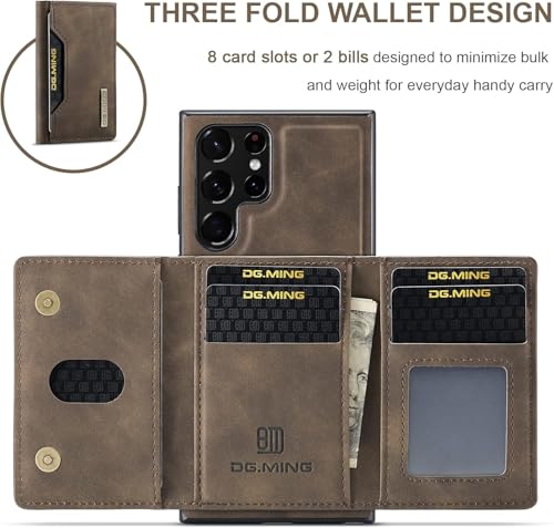 Mobile Case for Galaxy S25 Ultra with Stand, 2-1 Detachable Leather Wallet Magnetic Case with Card Holder Slots Kickstand Protective Phone Cover for Samsung S25 Ultra (Coffee)