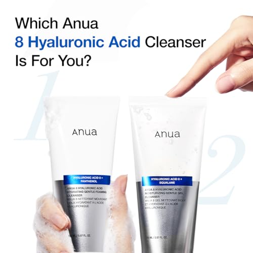 ANUA Moisturizing Gentle Gel Cleanser, for daily hydrating foaming gel face wash, exfoliating with Hyaluronic Acid+Squalane, cleanser for combination skin, Korean Skincare (150ml/5.07fl oz.)