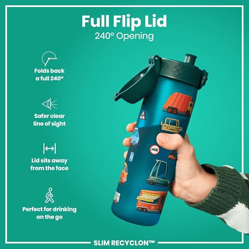 ion8 Trinkflasche, 500 ml, Auslaufsicher, Einhand?ffnung, Sichere Verriegelung, Sp?lmaschinenfest, BPA-frei, Tragegriff, Klappdeckel, Leicht zu Reinigen, Klimaneutral, Automobil-Design